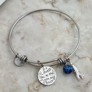 Love This Life I Love You To The Moon And Back Silver Charm Bracelet Bangle